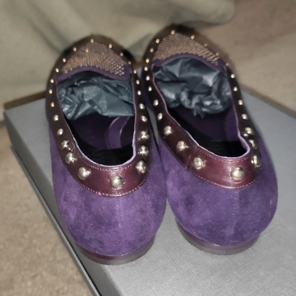 Alexander McQueen Scarpa Pelle Purple Suede Studded Loafers - Picture 7 of 12
